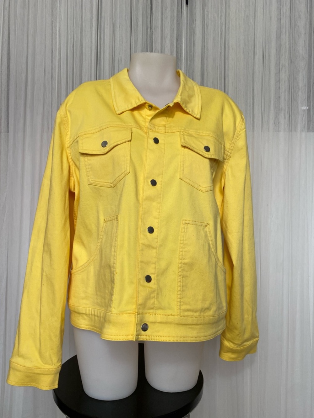 Tribal Bright Yellow Cotton Button-Front Shirt Jacket